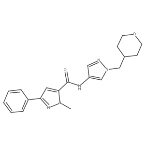 1-methyl-3-phenyl-N-(1-((tetrahydro-2H-pyran-4-yl)methyl)-1H-pyrazol-4-yl)-1H-pyrazole-5-carboxamide Structure