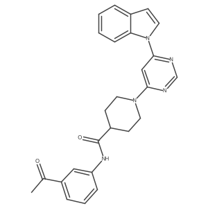 1-(6-(1H-indol-1-yl)pyrimidin-4-yl)-N-(3-acetylphenyl)piperidine-4-carboxamide结构式
