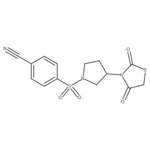 4-((3-(2,4-Dioxothiazolidin-3-yl)pyrrolidin-1-yl)sulfonyl)benzonitrile结构式