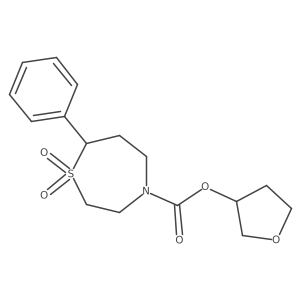 Tetrahydrofuran-3-yl 7-phenyl-1,4-thiazepane-4-carboxylate 1,1-dioxide结构式