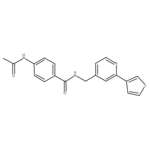 4-acetamido-N-((2-(thiophen-3-yl)pyridin-4-yl)methyl)benzamide结构式