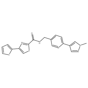 N-((6-(1-methyl-1H-pyrazol-4-yl)pyridin-3-yl)methyl)-4-(thiophen-2-yl)thiazole-2-carboxamide结构式