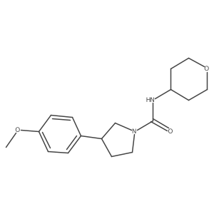 3-(4-methoxyphenyl)-N-(tetrahydro-2H-pyran-4-yl)pyrrolidine-1-carboxamide结构式