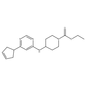 Ethyl 4-{[6-(cyclopent-3-en-1-yl)pyrimidin-4-yl]amino}piperidine-1-carboxylate结构式