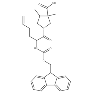 1-[2-({[(9H-fluoren-9-yl)methoxy]carbonyl}amino)hex-5-enoyl]-3,4-dimethylpyrrolidine-3-carboxylic acid结构式
