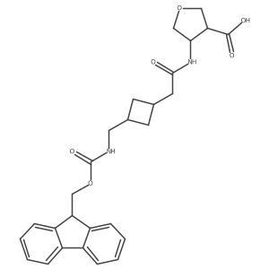 4-(2-{3-[({[(9H-fluoren-9-yl)methoxy]carbonyl}amino)methyl]cyclobutyl}acetamido)oxolane-3-carboxylic acid结构式