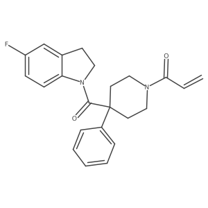 1-[4-(5-fluoro-2,3-dihydro-1H-indole-1-carbonyl)-4-phenylpiperidin-1-yl]prop-2-en-1-one结构式