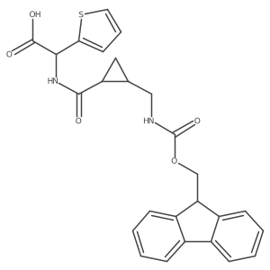 rac-2-{[(1R,2S)-2-[({[(9H-fluoren-9-yl)methoxy]carbonyl}amino)methyl]cyclopropyl]formamido}-2-(thiophen-2-yl)acetic acid结构式