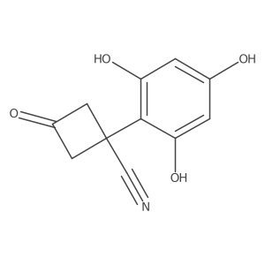 3-Oxo-1-(2,4,6-trihydroxyphenyl)cyclobutane-1-carbonitrile结构式