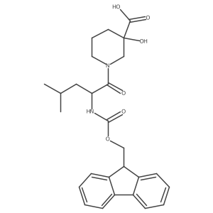 1-[(2S)-2-({[(9H-fluoren-9-yl)methoxy]carbonyl}amino)-4-methylpentanoyl]-3-hydroxypiperidine-3-carboxylic acid Structure