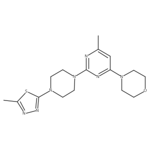 4-{6-Methyl-2-[4-(5-methyl-1,3,4-thiadiazol-2-yl)piperazin-1-yl]pyrimidin-4-yl}morpholine结构式