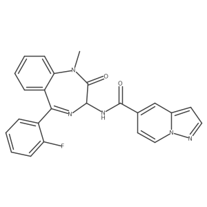 N-[5-(2-fluorophenyl)-1-methyl-2-oxo-2,3-dihydro-1H-1,4-benzodiazepin-3-yl]pyrazolo[1,5-a]pyridine-5-carboxamide结构式