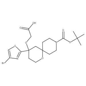 2-{[4-(4-Bromo-1,3-thiazol-2-yl)-9-[(tert-butoxy)carbonyl]-1-oxa-9-azaspiro[5.5]undecan-4-yl]oxy}acetic acid结构式