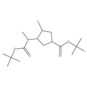 Tert-butyl 3-{[(tert-butoxy)carbonyl](methyl)amino}-4-fluoropyrrolidine-1-carboxylate结构式