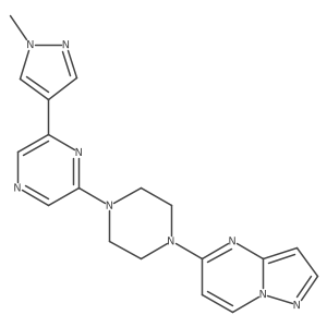 2-(1-methyl-1H-pyrazol-4-yl)-6-(4-{pyrazolo[1,5-a]pyrimidin-5-yl}piperazin-1-yl)pyrazine结构式