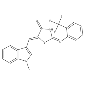 (2Z,5Z)-5-[(1-methyl-1H-indol-3-yl)methylidene]-2-{[2-(trifluoromethyl)phenyl]imino}-1,3-thiazolidin-4-one Structure