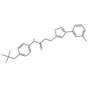 2-((3-(m-tolyl)-1,2,4-thiadiazol-5-yl)thio)-N-(4-(trifluoromethoxy)phenyl)acetamide结构式