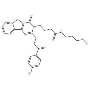 4-[2-{[2-(4-bromophenyl)-2-oxoethyl]thio}-4-oxo[1]benzothieno[3,2-d]pyrimidin-3(4H)-yl]-N-(3-methoxypropyl)butanamide结构式