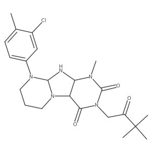 9-(3-chloro-4-methylphenyl)-3-(3,3-dimethyl-2-oxobutyl)-1-methyl-6,7,8,9a,10,10a-hexahydro-4aH-purino[7,8-a]pyrimidine-2,4-dione结构式