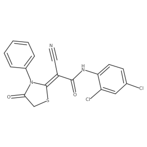 2-cyano-N-(2,4-dichlorophenyl)-2-(4-oxo-3-phenyl-1,3-thiazolidin-2-ylidene)acetamide结构式