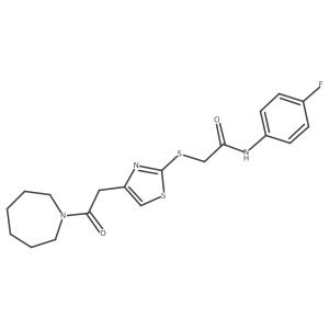 2-((4-(2-(azepan-1-yl)-2-oxoethyl)thiazol-2-yl)thio)-N-(4-fluorophenyl)acetamide Structure