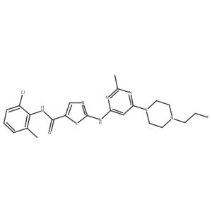 [18F]-N-(2-Chloro-6-methylphenyl)-2-(6-(4-(2-fluoroethyl)piperazin-1-yl)-2-methylpyrimidin-4-ylamino)thiazole-5-carboxamide结构式