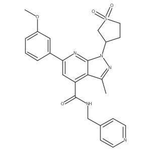 1-(1,1-dioxidotetrahydrothiophen-3-yl)-6-(3-methoxyphenyl)-3-methyl-N-(pyridin-4-ylmethyl)-1H-pyrazolo[3,4-b]pyridine-4-carboxamide结构式