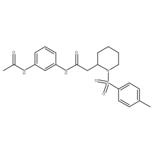 N-(3-acetamidophenyl)-2-(1-tosylpiperidin-2-yl)acetamide结构式