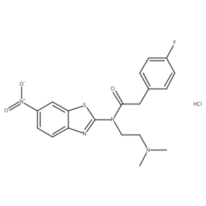 N-(2-(dimethylamino)ethyl)-2-(4-fluorophenyl)-N-(6-nitrobenzo[d]thiazol-2-yl)acetamide hydrochloride结构式