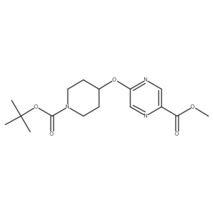 Methyl 5-(1-(tert-butoxycarbonyl)piperidin-4-yloxy)pyrazine-2-carboxylate结构式