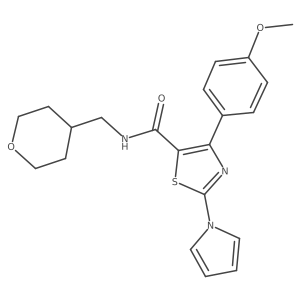 4-(4-methoxyphenyl)-2-(1H-pyrrol-1-yl)-N-(tetrahydro-2H-pyran-4-ylmethyl)-1,3-thiazole-5-carboxamide结构式