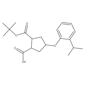 (2S,4S)-1-(Tert-butoxycarbonyl)-4-(2-isopropyl-phenoxy)-2-pyrrolidinecarboxylic acid Structure