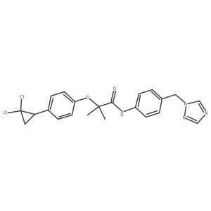 2-[4-(2,2-dichlorocyclopropyl)phenoxy]-2-methyl-N-[4-(1H-1,2,4-triazol-1-ylmethyl)phenyl]propanamide结构式
