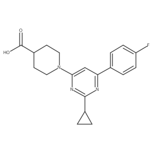 1-(2-Cyclopropyl-6-(4-fluorophenyl)pyrimidin-4-yl)piperidine-4-carboxylic acid Structure