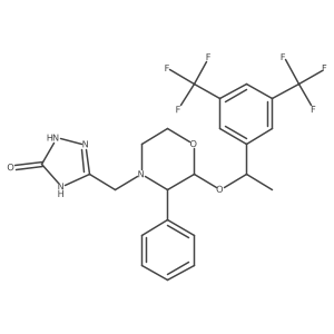 5-{(2R,3S)-2-[(S)-1-(3,5-Bis-trifluoromethyl-phenyl)-ethoxy]-3-phenyl-morpholin-4-ylmethyl}-2,4-dihydro-[1,2,4]triazol-3-one Structure