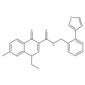 1-ethyl-7-methyl-4-oxo-N-(2-(thiophen-3-yl)benzyl)-1,4-dihydro-1,8-naphthyridine-3-carboxamide结构式