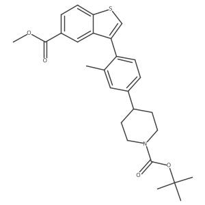 Tert-butyl 4-(4-(5-(methoxycarbonyl)benzo[b]thiophen-3-yl)-3-methylphenyl)piperidine-1-carboxylate结构式