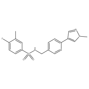 4-fluoro-3-methyl-N-((6-(1-methyl-1H-pyrazol-4-yl)pyridin-3-yl)methyl)benzenesulfonamide结构式