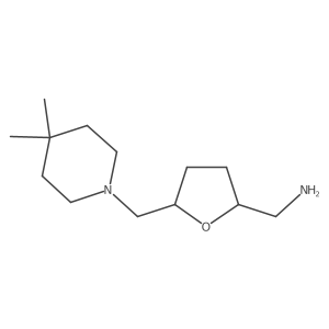 rac-[(2R,5S)-5-[(4,4-dimethylpiperidin-1-yl)methyl]oxolan-2-yl]methanamine结构式