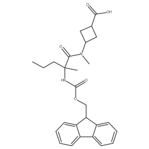 3-[2-({[(9H-fluoren-9-yl)methoxy]carbonyl}amino)-N,2-dimethylpentanamido]cyclobutane-1-carboxylic acid结构式