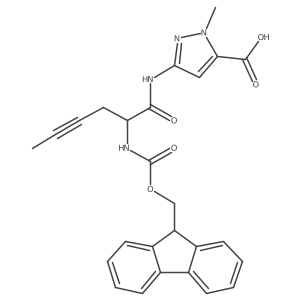 3-[2-({[(9H-fluoren-9-yl)methoxy]carbonyl}amino)hex-4-ynamido]-1-methyl-1H-pyrazole-5-carboxylic acid Structure