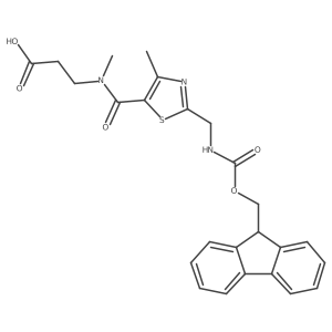 3-(1-{2-[({[(9H-fluoren-9-yl)methoxy]carbonyl}amino)methyl]-4-methyl-1,3-thiazol-5-yl}-N-methylformamido)propanoic acid结构式