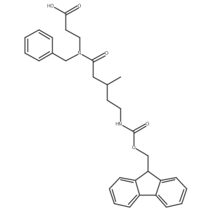 3-[N-benzyl-5-({[(9H-fluoren-9-yl)methoxy]carbonyl}amino)-3-methylpentanamido]propanoic acid Structure