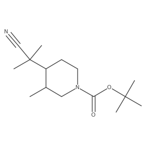 Tert-butyl 4-(1-cyano-1-methylethyl)-3-methylpiperidine-1-carboxylate结构式