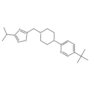 3-Tert-butyl-6-(4-{[3-(propan-2-yl)-1,2,4-oxadiazol-5-yl]methyl}piperazin-1-yl)pyridazine结构式
