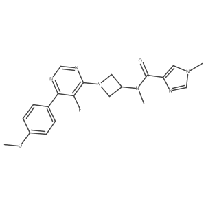 N-{1-[5-fluoro-6-(4-methoxyphenyl)pyrimidin-4-yl]azetidin-3-yl}-N,1-dimethyl-1H-imidazole-4-carboxamide Structure