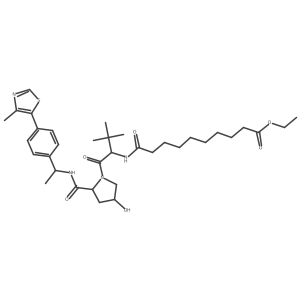 ethyl 10-[[(1S)-1-[(2S,4R)-4-hydroxy-2-[[(1S)-1-[4-(4-methylthiazol-5-yl)phenyl]ethyl]carbamoyl]pyrrolidine-1-carbonyl]-2,2-dimethyl-propyl]amino]-10-oxo-decanoate Structure