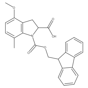 1-{[(9H-fluoren-9-yl)methoxy]carbonyl}-4-methoxy-7-methyl-2,3-dihydro-1H-indole-2-carboxylic acid Structure
