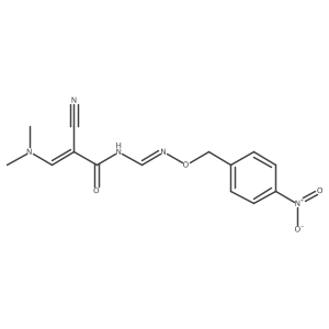 (2E)-2-cyano-3-(dimethylamino)-N-[(1E)-{[(4-nitrophenyl)methoxy]imino}methyl]prop-2-enamide Structure