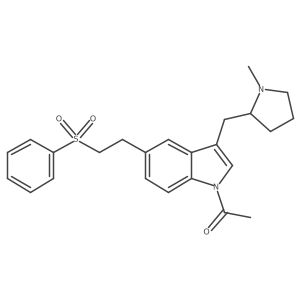 1H-Indole, 1-acetyl-3-[[(2R)-1-methyl-2-pyrrolidinyl]methyl]-5-[2-(phenylsulfonyl)ethyl]-结构式